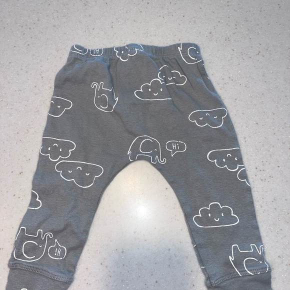 Gray Baby Pants with Cloud and Elephant Print - Picture 2 of 3